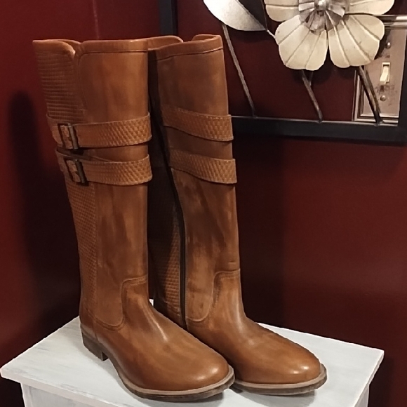 Brown Over the Knee Leather Boots with Buckle Details - Picture 1 of 7